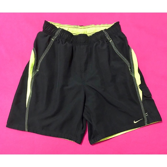 Nike Other - Mens NIKE Black Yellow Lined Swim Trunks